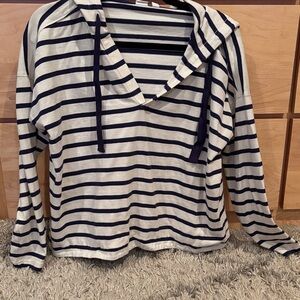 Striped Navy and White Gap Women's hoodie